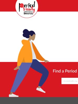 Illustration of a person stepping over a search box. Landing page in vibrant colours.